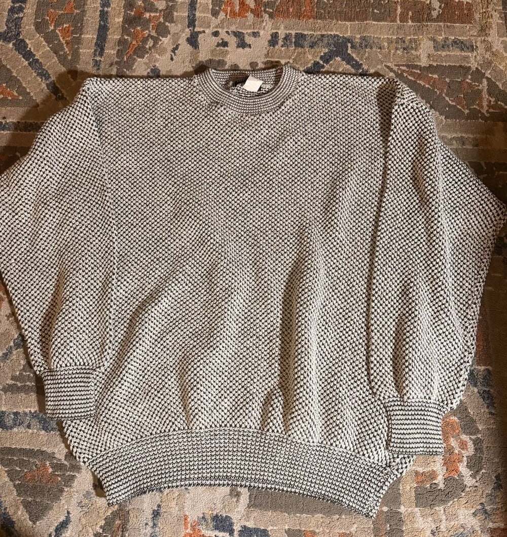 Northwoods Great Outdoors Sweater Size Large Black White Knit Pullover